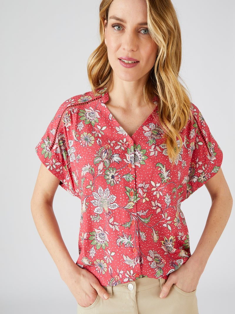 Chemisier imprimé fleurs - Damart Rose - Kiabi