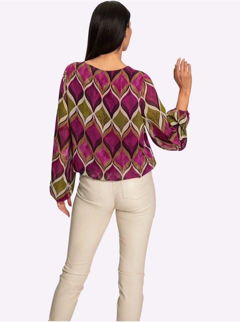 Chemisier Imprimé Graphique - Taille Standard - Helline Mauve - Kiabi