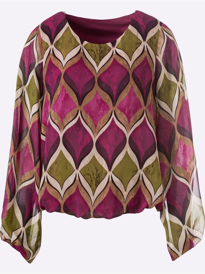 Chemisier Imprimé Graphique - Taille Standard - Helline Mauve - Kiabi