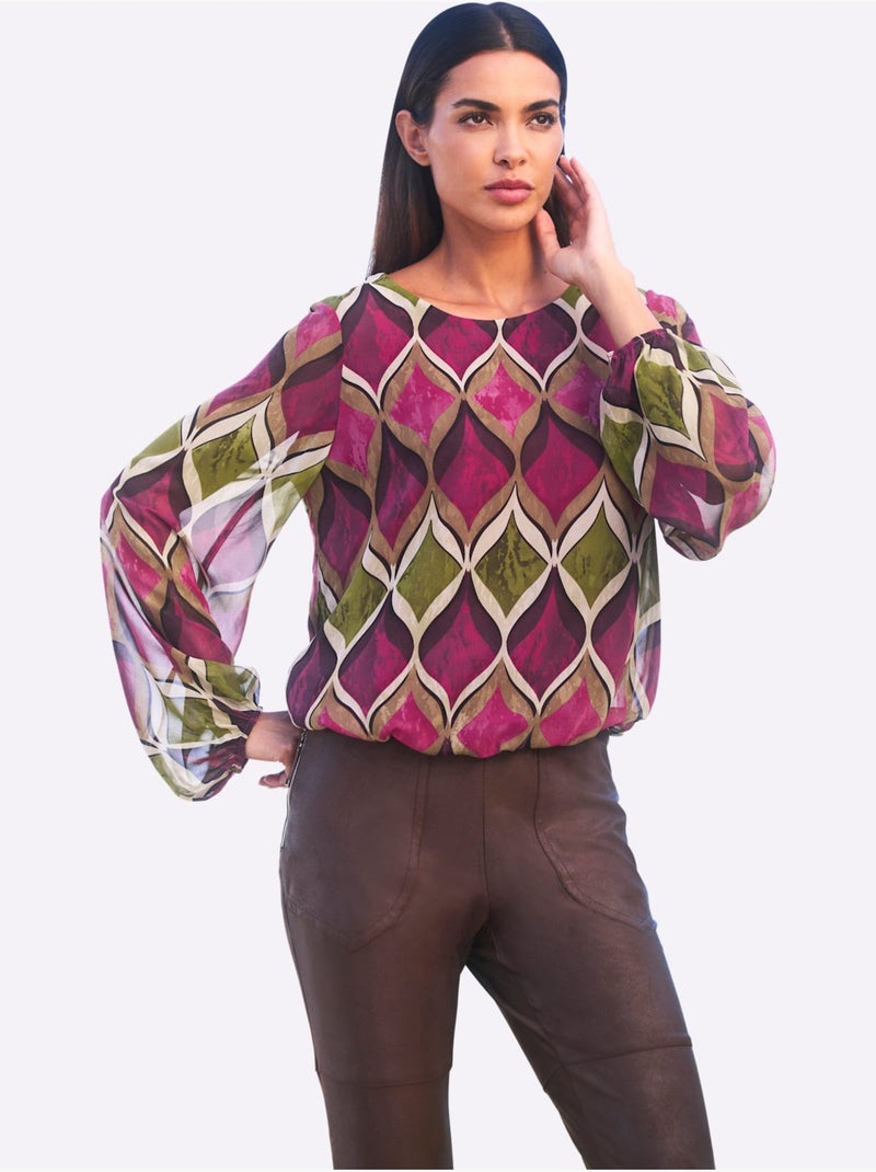 Chemisier Imprimé Graphique - Taille Standard - Helline Mauve - Kiabi