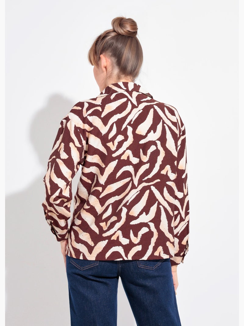Chemisier imprimé graphique col tailleur - AFIBEL Marron - Kiabi