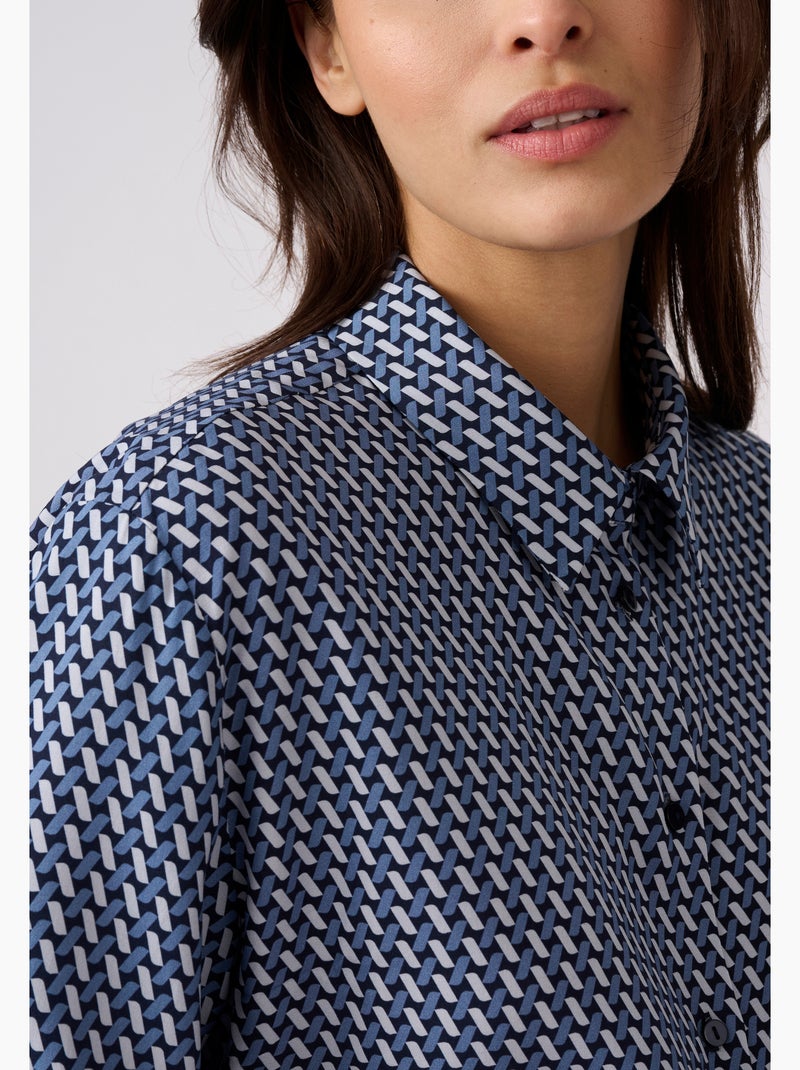 Chemisier imprimé graphique pure viscose - damart Bleu - Kiabi