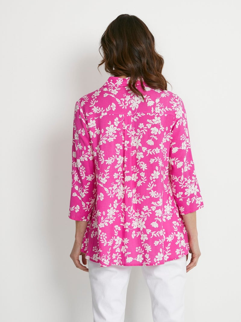 Chemisier imprimé manches 3/4 dos plus long - Afibel Rose fushia - Kiabi
