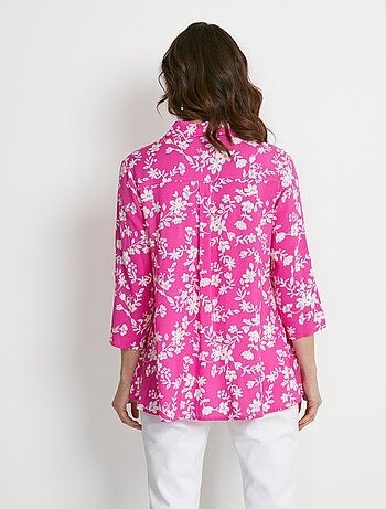 Chemisier imprimé manches 3/4 dos plus long
