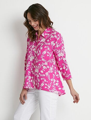 Chemisier imprimé manches 3/4 dos plus long