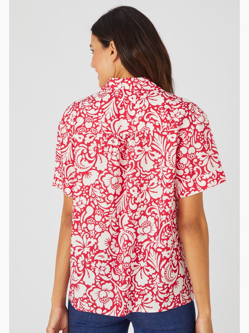 Chemisier imprimé manches à revers Climatyl - Damart Rose fushia - Kiabi