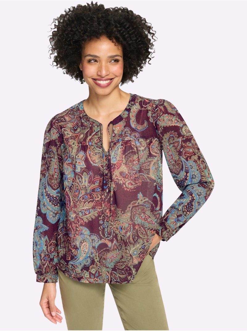 Chemisier imprimé mode - taille standard - helline Bordeaux - Kiabi
