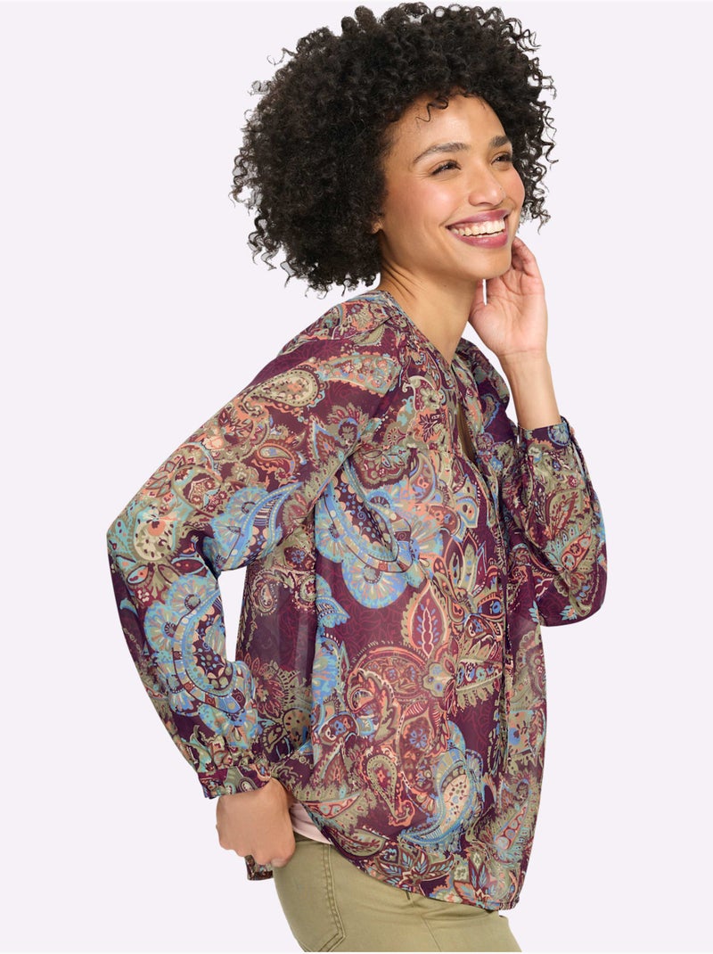 Chemisier imprimé mode - taille standard - helline Bordeaux - Kiabi
