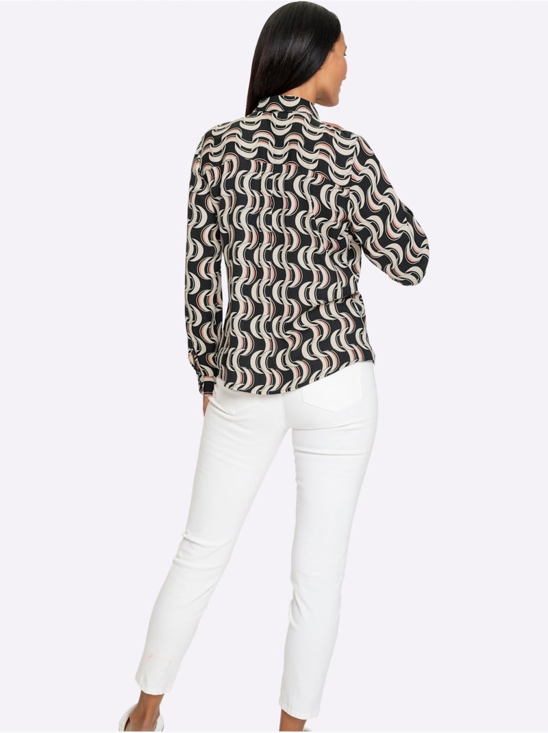 Chemisier Imprimé Moderne - Taille Standard - Helline Noir Jaune - Kiabi