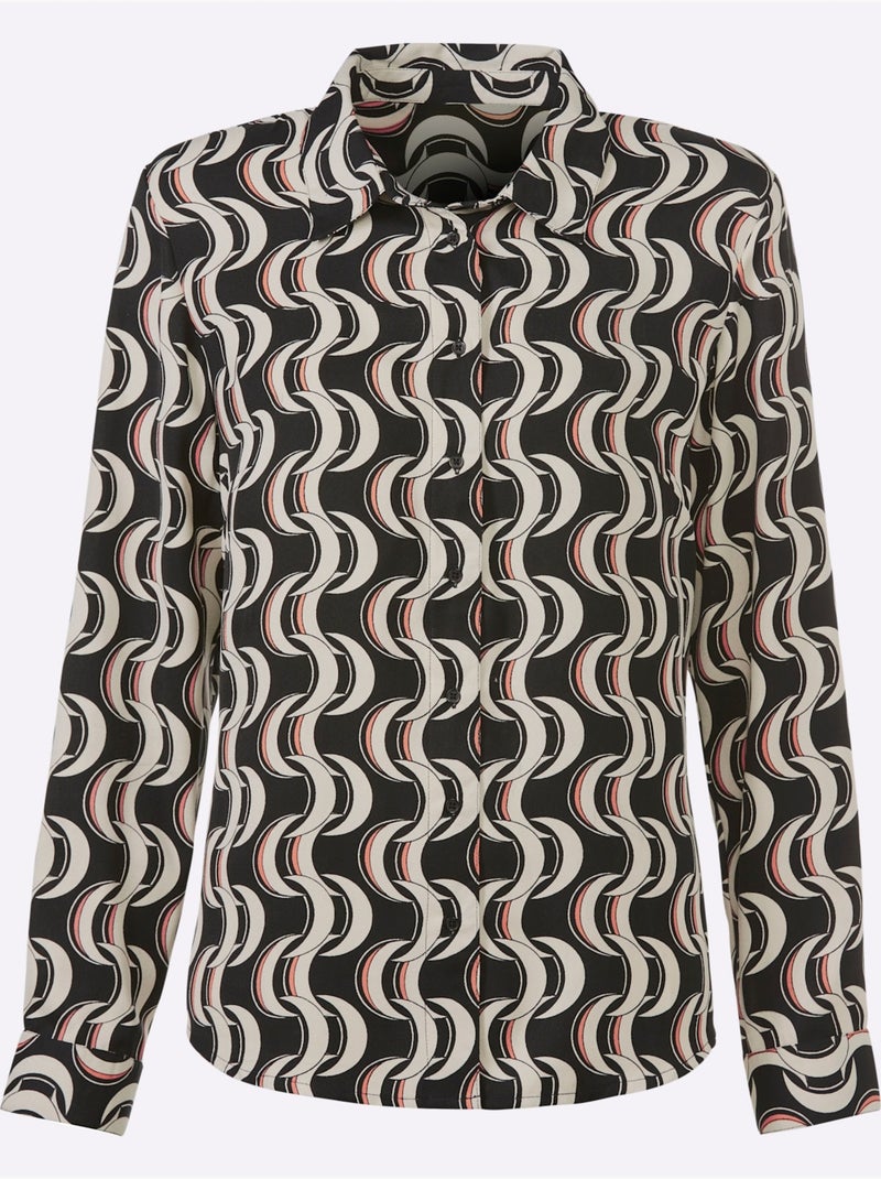 Chemisier Imprimé Moderne - Taille Standard - Helline Noir Jaune - Kiabi
