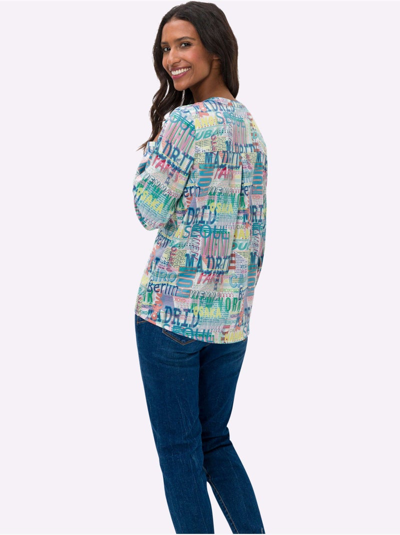 Chemisier Imprimé Original - Taille Standard - Helline Blanc Bleu - Kiabi