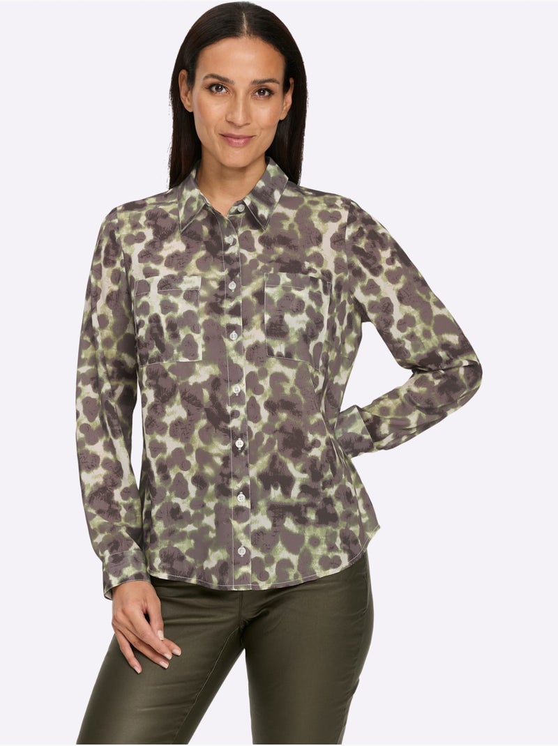 Chemisier imprimé original - taille standard - helline Noir Vert Gris - Kiabi