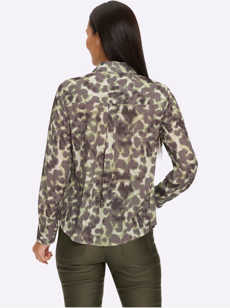 Chemisier imprimé original - taille standard - helline Noir Vert Gris - Kiabi