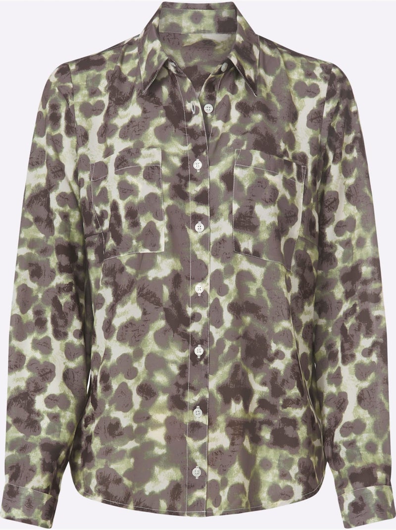 Chemisier imprimé original - taille standard - helline Noir Vert Gris - Kiabi