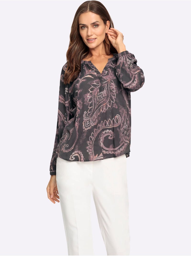 Chemisier Imprimé Paisley Discret - Taille Standard - Helline gris anthracite - Kiabi