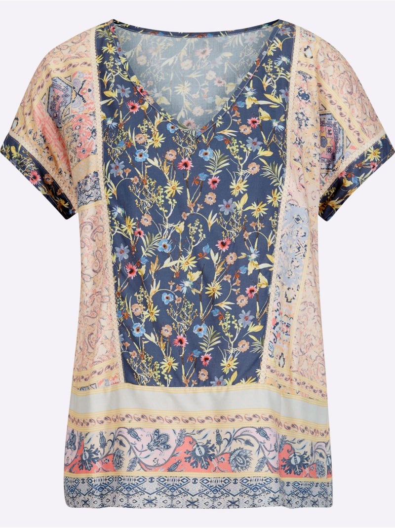 Chemisier Imprimé Patchwork - Taille Standard - Helline Bleu Rose - Kiabi