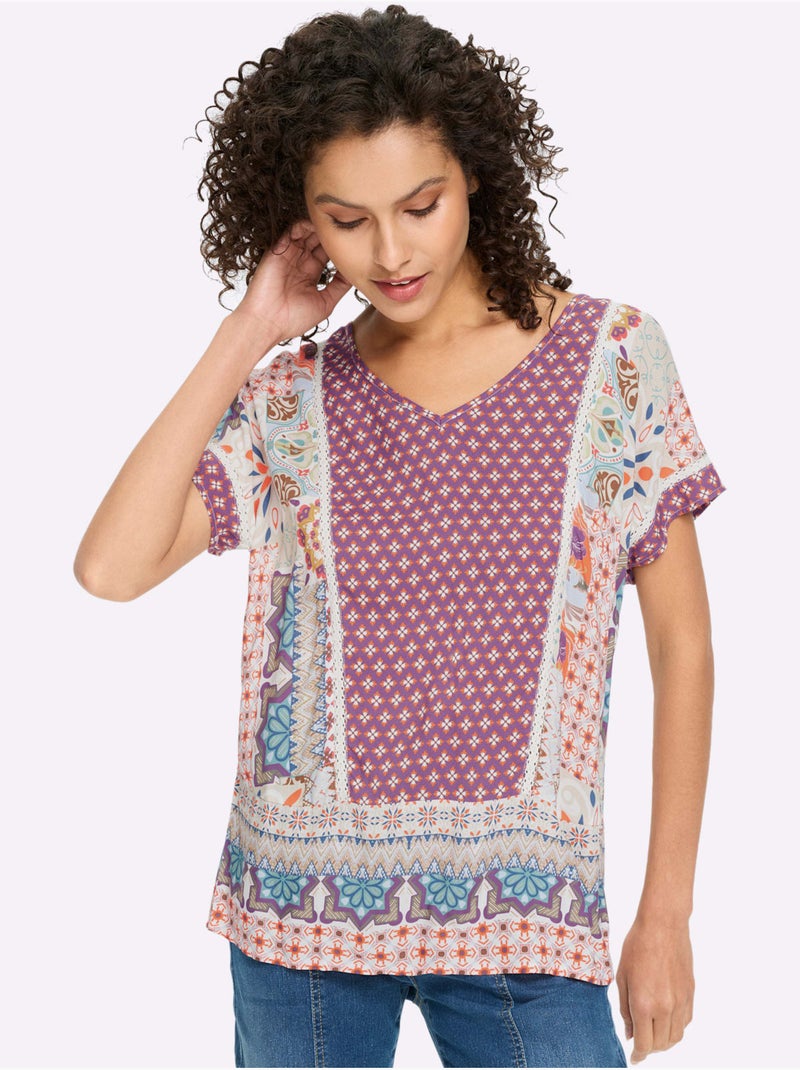 Chemisier imprimé patchwork - taille standard - helline Terre cuite - Kiabi