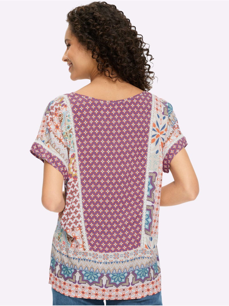 Chemisier imprimé patchwork - taille standard - helline Terre cuite - Kiabi
