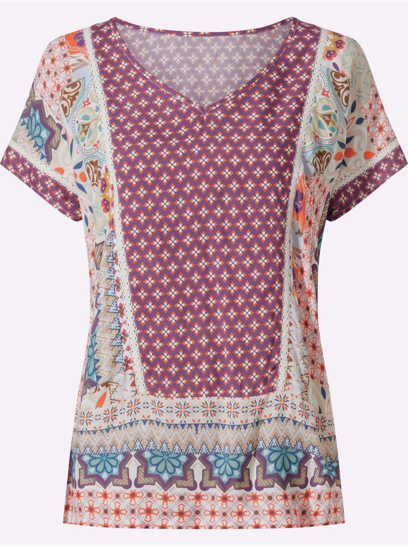 Chemisier imprimé patchwork - taille standard - helline Terre cuite - Kiabi