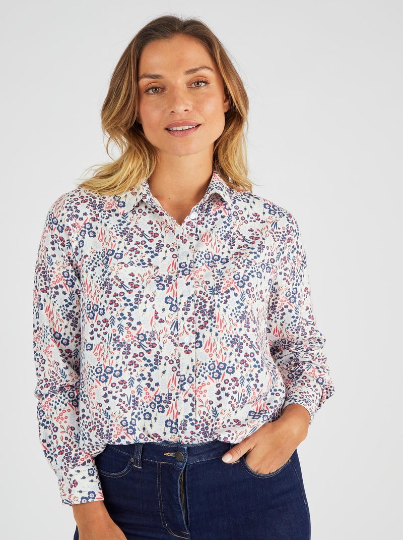Chemisier imprimé pure viscose - Damart Blanc Ecru - Kiabi