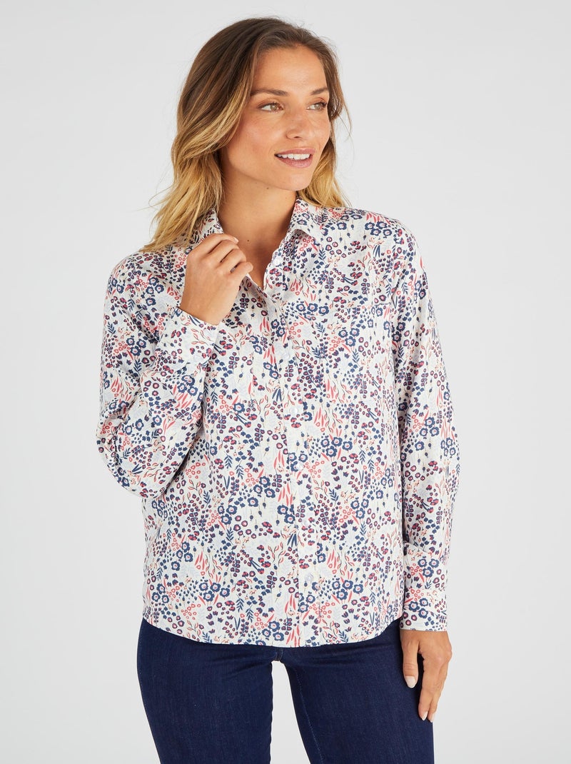 Chemisier imprimé pure viscose - Damart Blanc Ecru - Kiabi