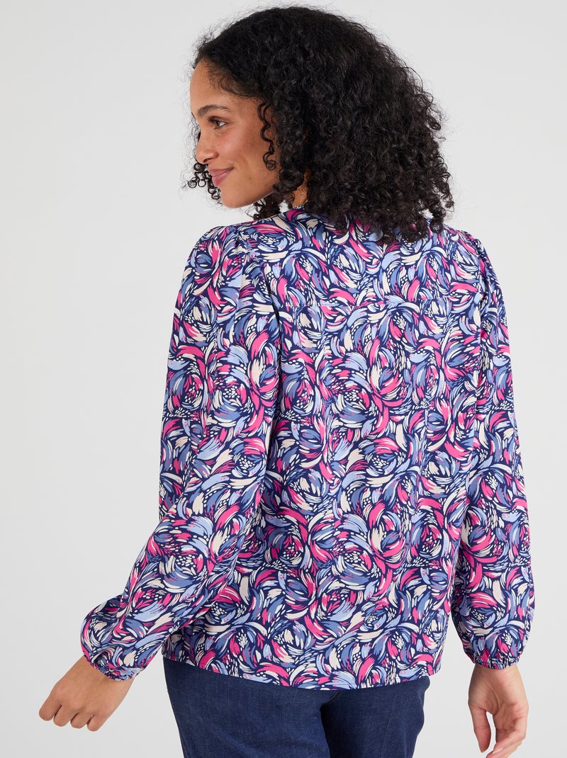 Chemisier imprimé pure viscose - Damart Bleu marine - Kiabi