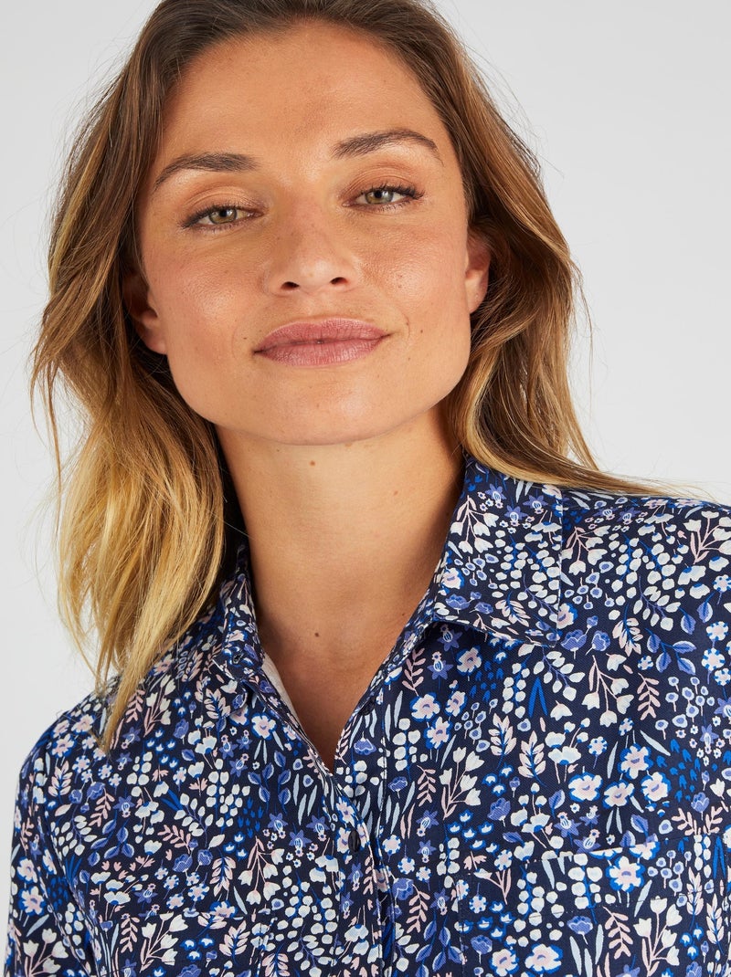 Chemisier imprimé pure viscose - Damart Bleu marine - Kiabi