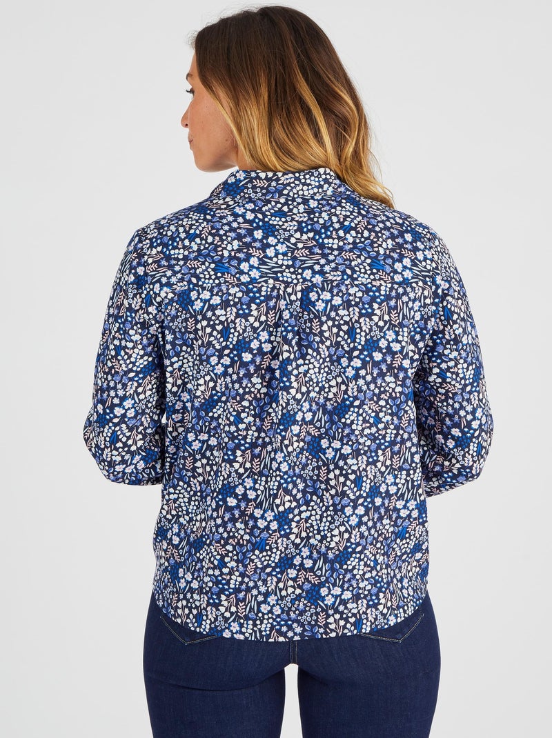 Chemisier imprimé pure viscose - Damart Bleu marine - Kiabi
