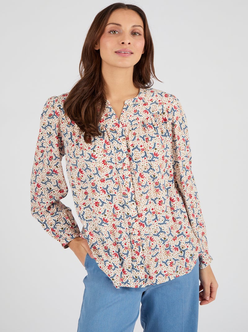 Chemisier imprimé pure viscose - Damart Marron - Kiabi