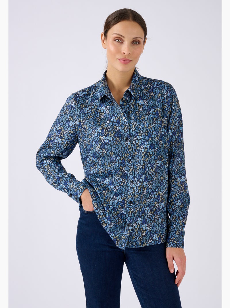 Chemisier imprimé pure viscose - Damart Noir - Kiabi