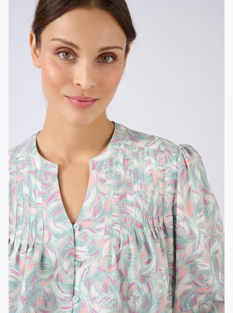 Chemisier imprimé pure viscose - Damart Rose pastel - Kiabi