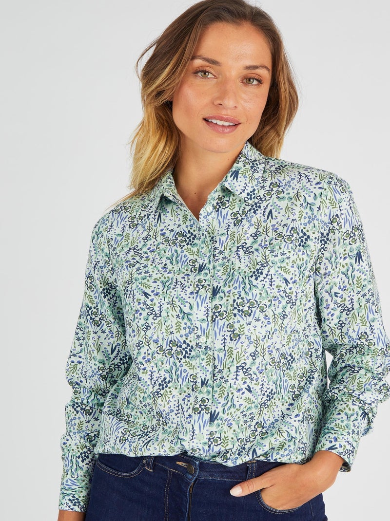 Chemisier imprimé pure viscose - Damart Vert - Kiabi