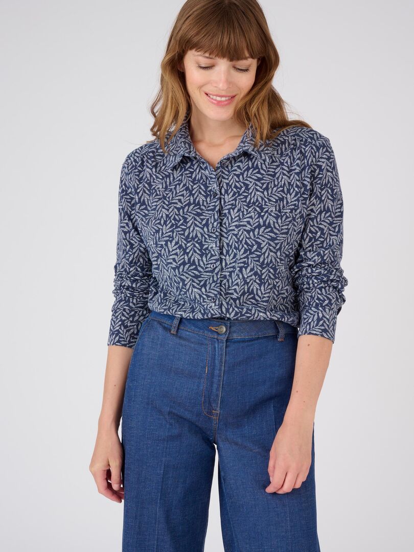 Chemisier Damart Thermolactyl Femme - Imprimé Bleu, Taille 46/48, 70% Polyester 30% Viscose