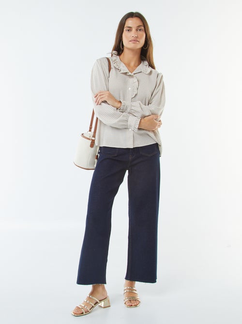 Chemisier imprimé vichy avec volants - Kiabi