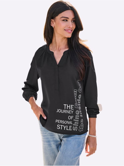 Chemisier inscription tendance - taille standard - helline - Kiabi Chemisier inscription tendance - taille standard - helline - Kiabi
