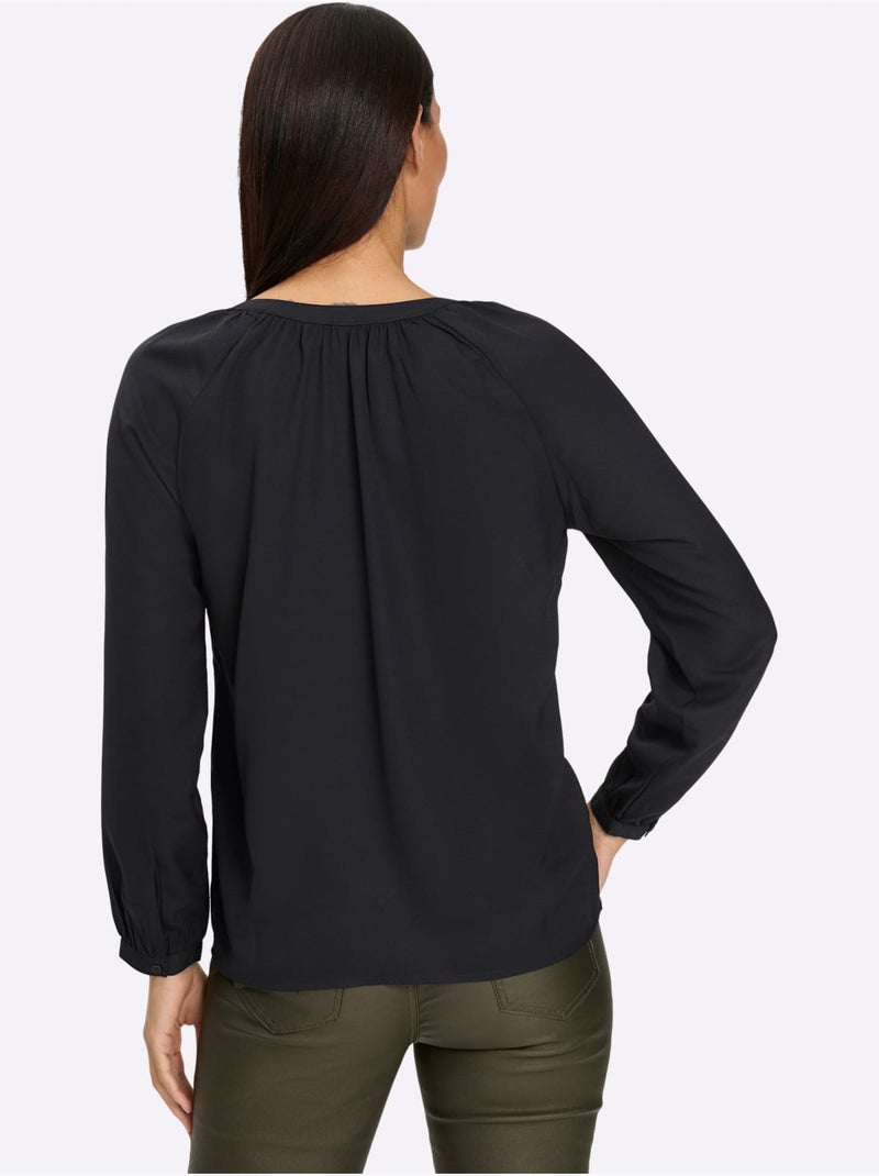 Chemisier inscription tendance - taille standard - helline Noir Beige - Kiabi