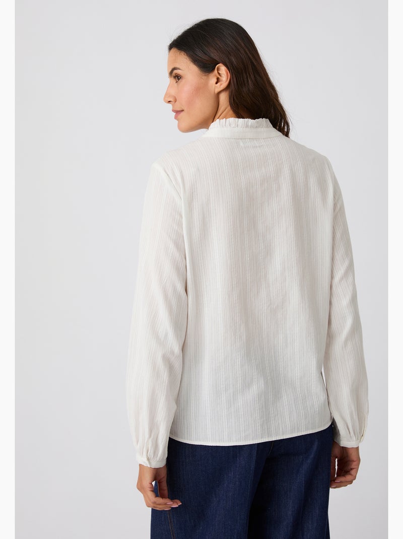 Chemisier jacquard reliéfé - Damart Blanc - Kiabi