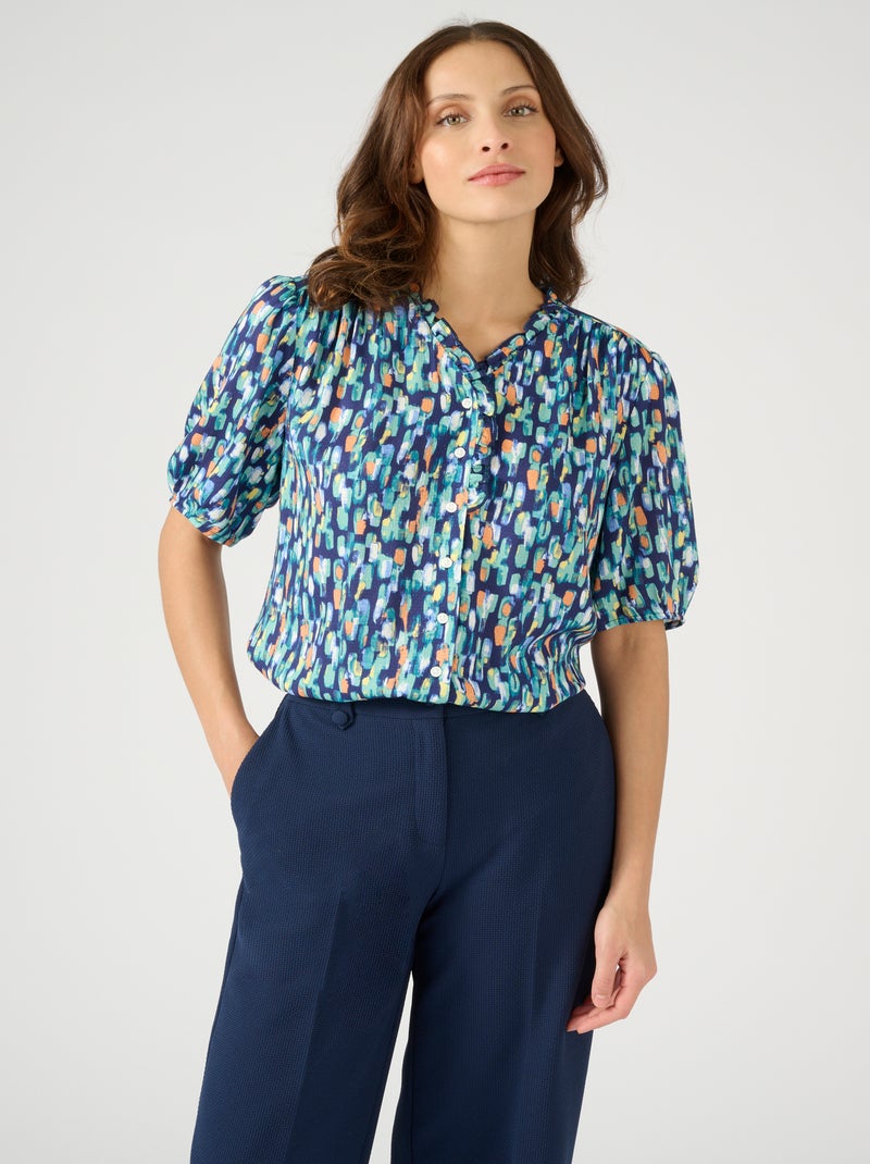 Chemisier jacquard reliéfé Climatyl - Damart Bleu marine - Kiabi