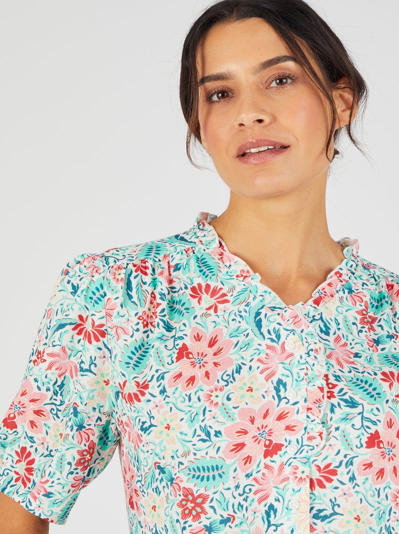 Chemisier jacquard reliéfé Climatyl - Damart Vert - Kiabi