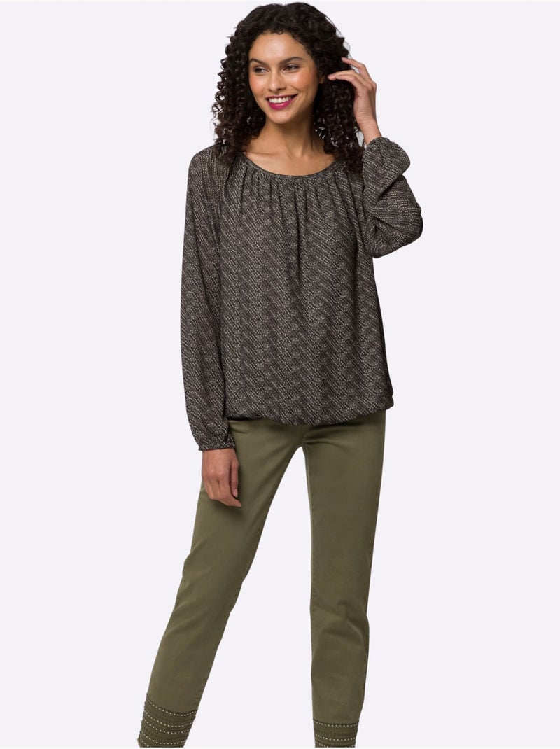 Chemisier Joli Motif Imprimé - Taille Standard - Helline Gris Beige - Kiabi