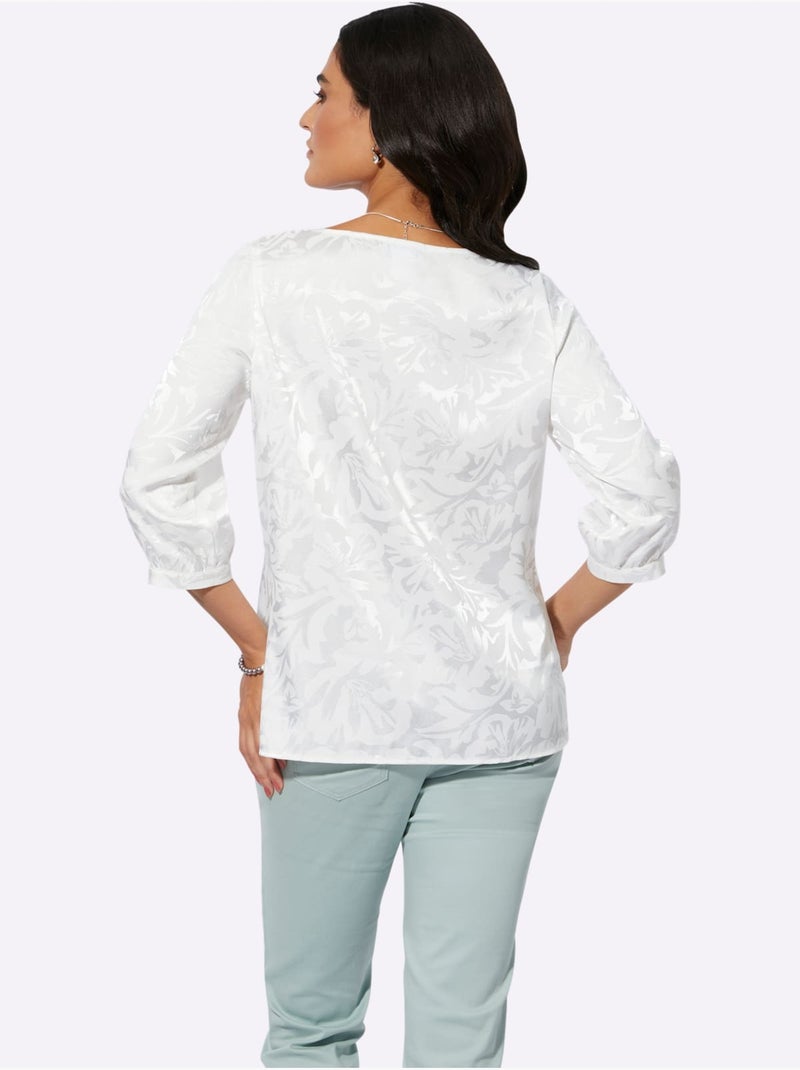 Chemisier Joli Motif Jacquard - Taille Standard - Helline Ecru - Kiabi