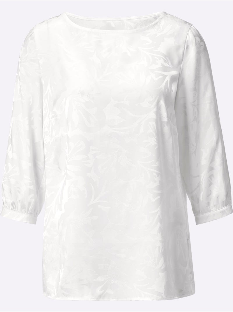 Chemisier Joli Motif Jacquard - Taille Standard - Helline Ecru - Kiabi