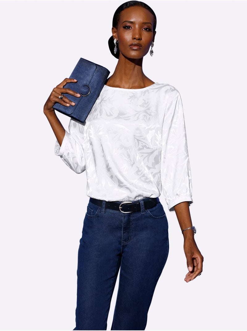 Chemisier Joli Motif Jacquard - Taille Standard - Helline Ecru - Kiabi