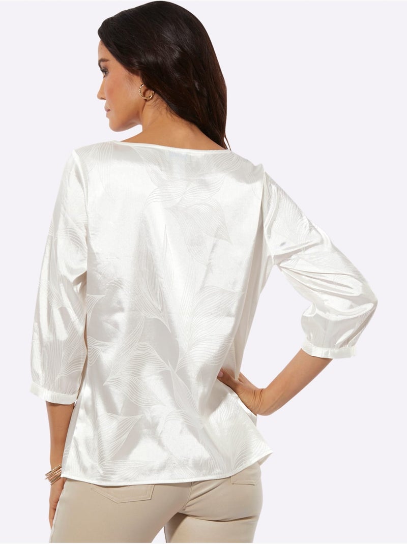 Chemisier Joli Motif Jacquard - Taille Standard - Helline Ecru - Kiabi