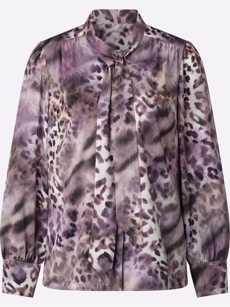 Chemisier Lavallière Forme Affinante - Taille Standard - Helline Blanc Marron - Kiabi