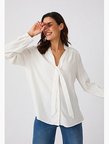 Chemisier lavallière jacquard reliéfé - Damart