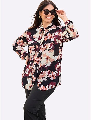 Chemisier Lavallière Joli Motif Floral - Taille Standard - Sheego