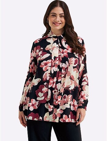 Chemisier Lavallière Joli Motif Floral - Taille Standard - Sheego