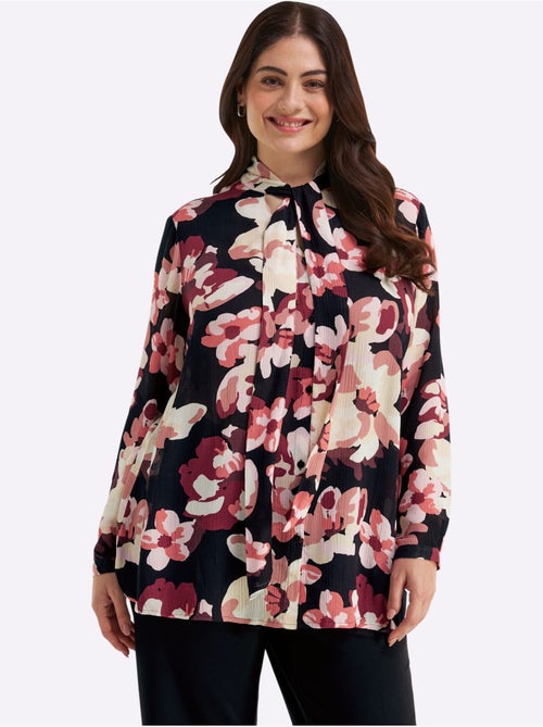 Chemisier Lavallière Joli Motif Floral - Taille Standard - Sheego - Kiabi