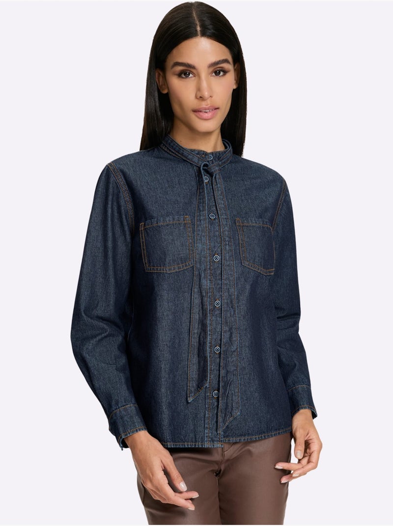 Chemisier lavallière lavallière amovible - taille standard - helline Bleu foncé - Kiabi